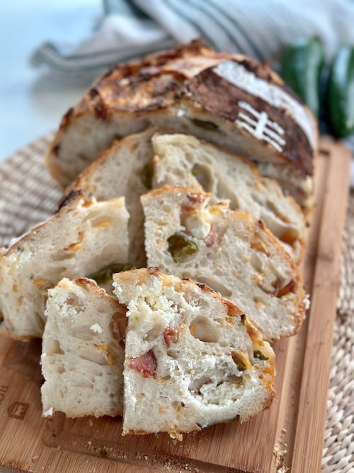 jalapeno popper sourdough loaf