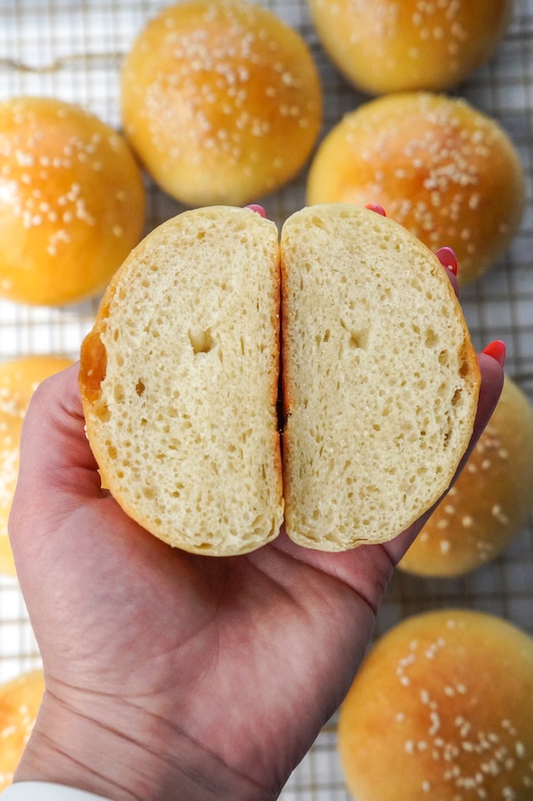 quick overnight sourdough hamburger bun recipe