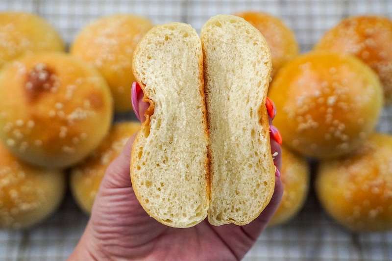 simple overnight sourdough hamburger buns