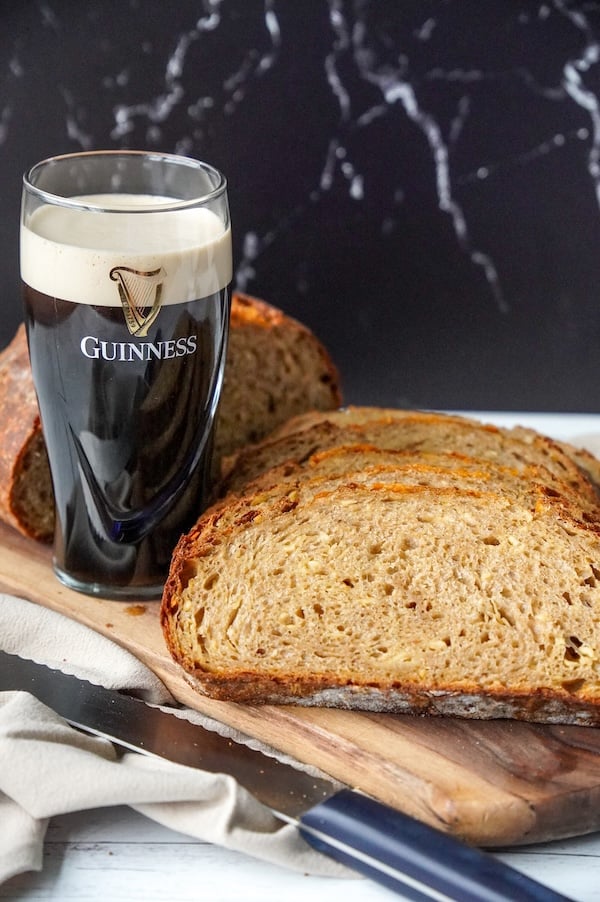 Easy Sourdough Guinness Cheddar Loaf