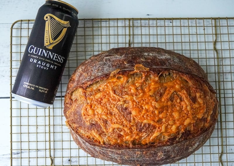 Guinness Cheddar sourdough bread