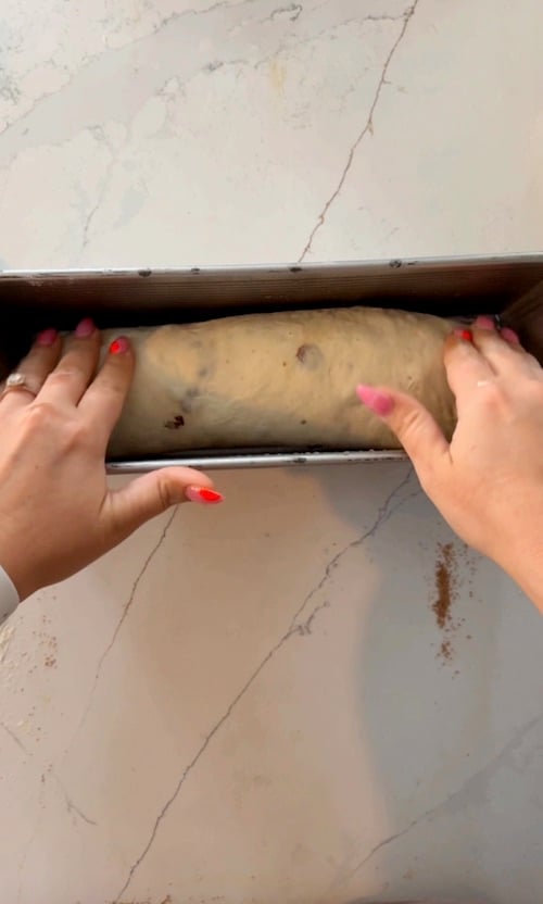 putting in loaf pan