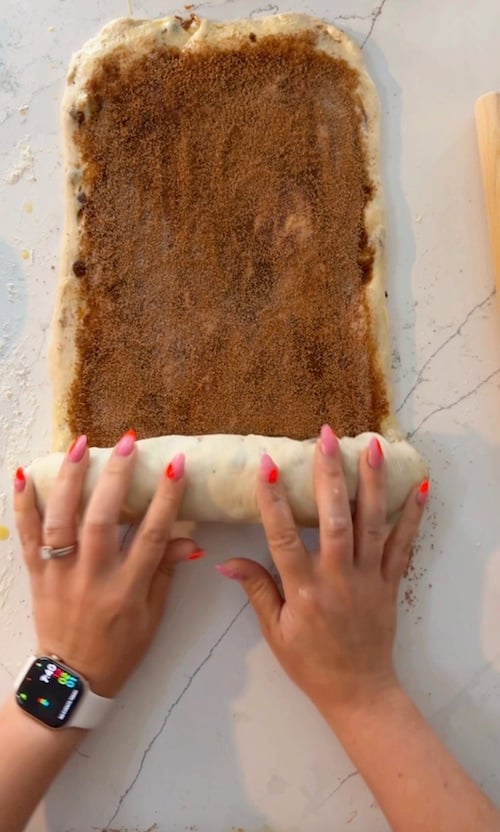 rolling up dough log