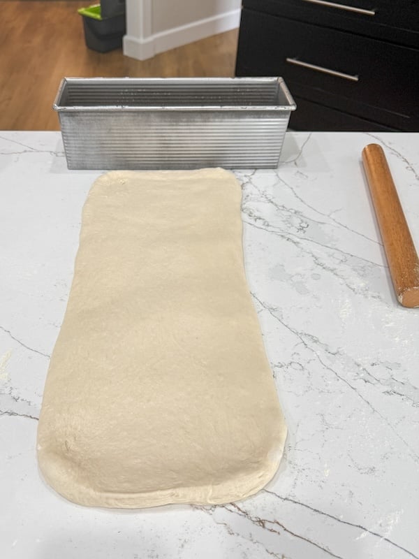 stretch dough into rectangle