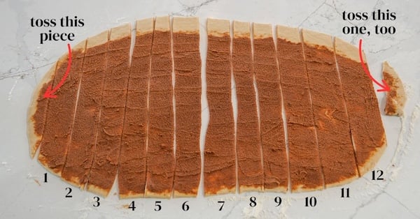 recipe card images - cutting out cinnamon rolls