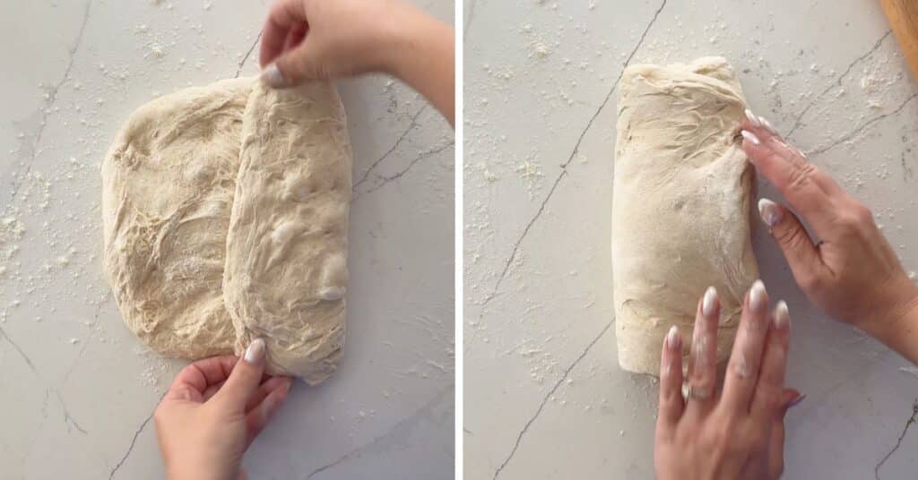 shaping loaf of whole wheat bread