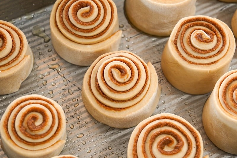 shaping - rolled up cinnamon rolls