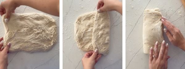 shaping sourdough bread - make a rectangle