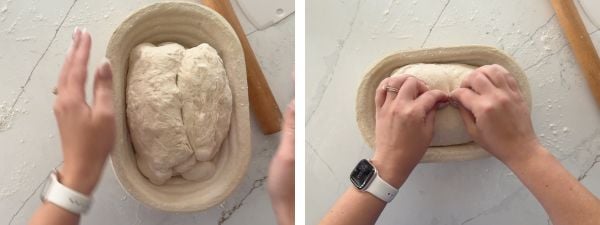 shaping sourdough bread - put in banneton and stitch