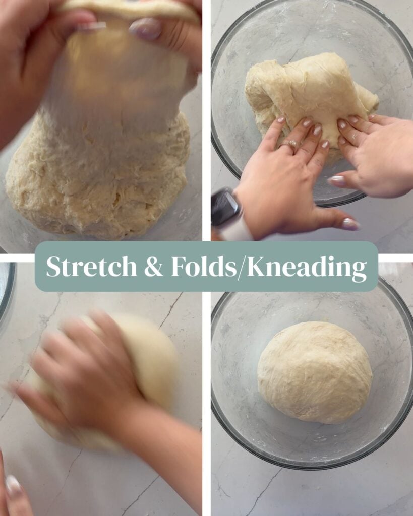 stretch and folds and kneading