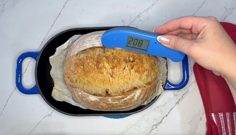 temping the baked loaf