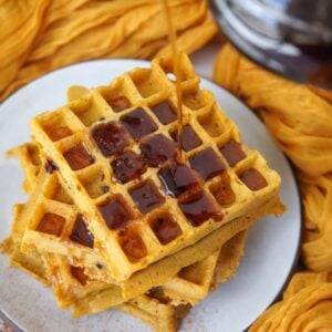 Easy pumpkin sourdough discard waffle recipe