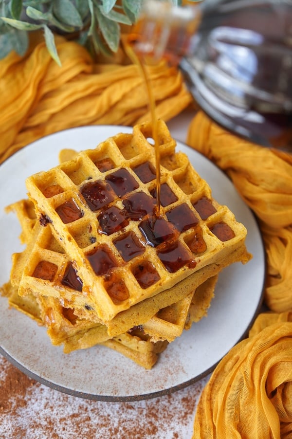Easy pumpkin sourdough discard waffle recipe