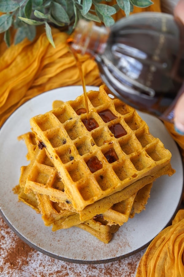 Pumpkin Waffles with Sourdough Discard