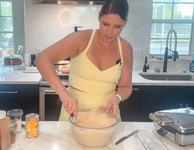 adding baking soda to waffle batter