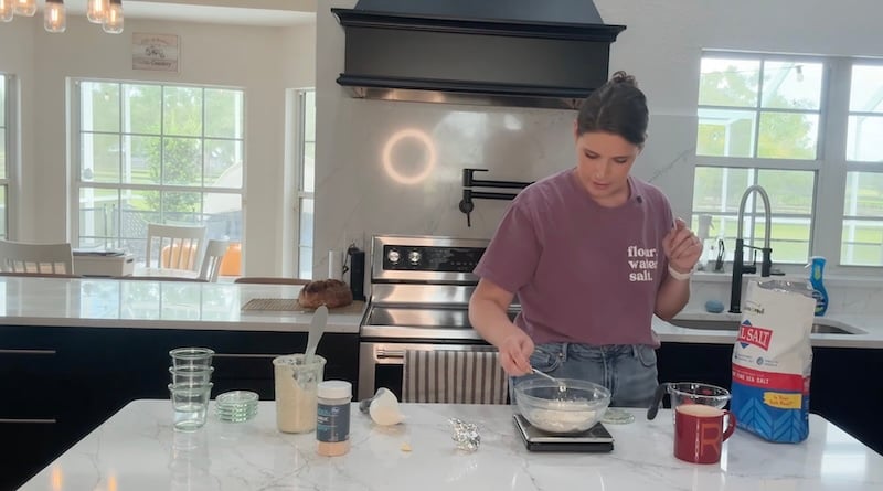 mixing together garlic dough
