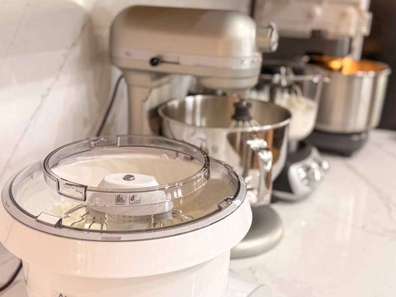 making whipped cream in all four stand mixers