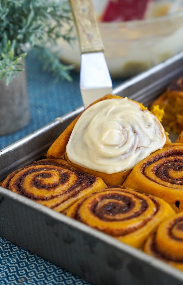 sourdough maple pumpkin cinnamon rolls