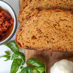 Tomato Basil Sourdough Loaf with a Glaze