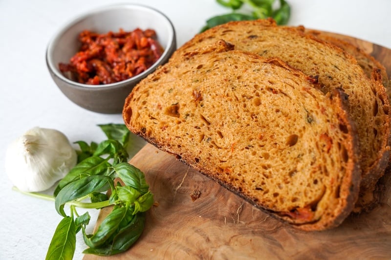 Tomato Garlic Basil Sourdough Loaf