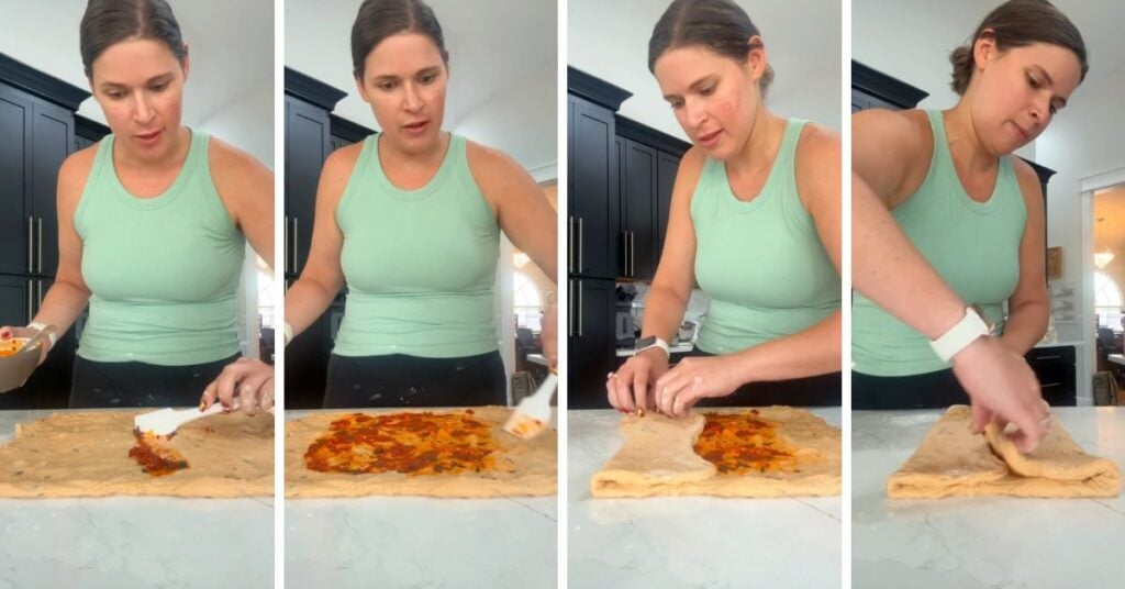 first folds on tomato basil swirl