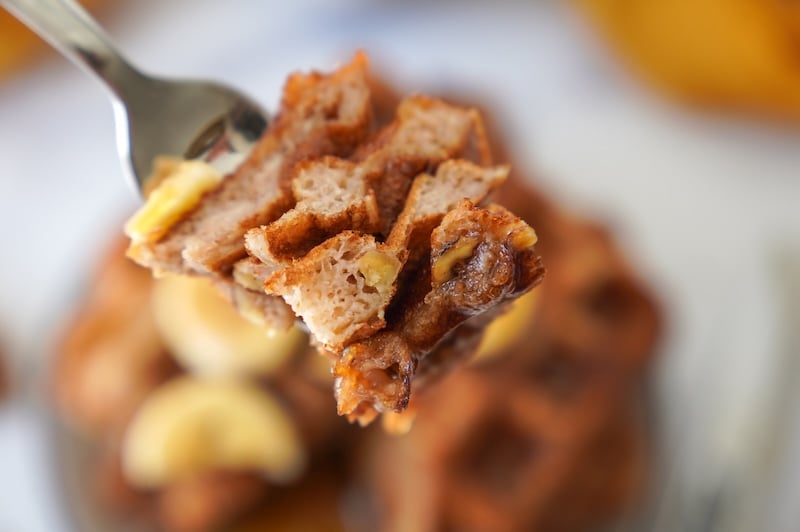 quick banana nut sourdough waffle recipe