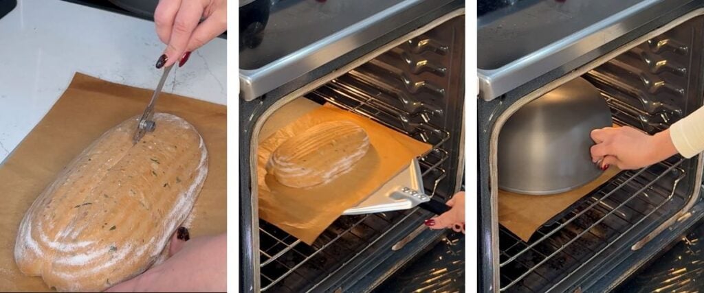 scoring baking tomato basil bread