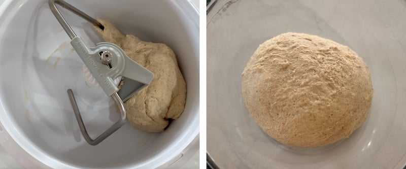 mixing choc chip dough