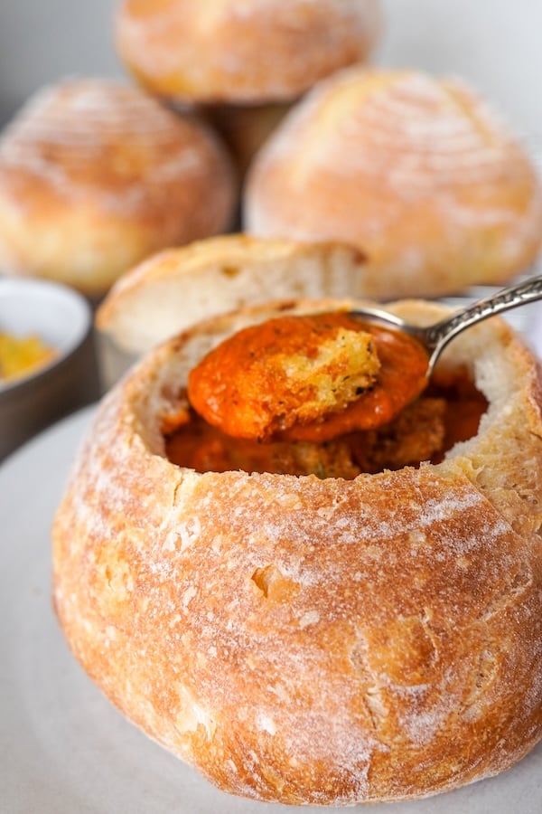 bread bowls made with sourdough starter
