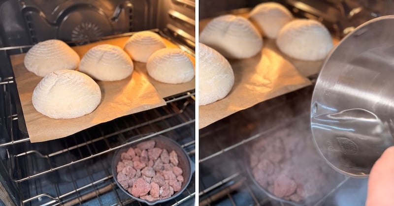 open baking adding steam