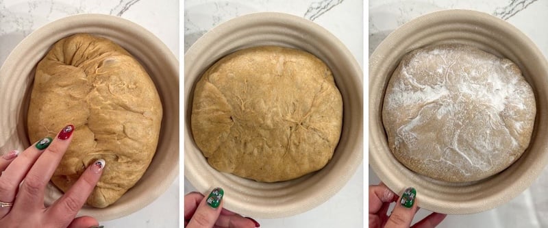 putting gingerbread loaf in banneton