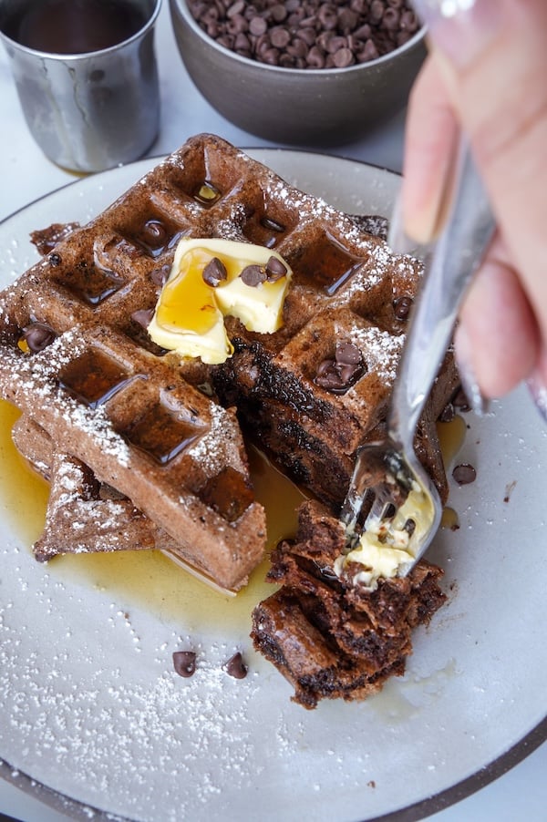 yummy chocolate sourdough discard waffles
