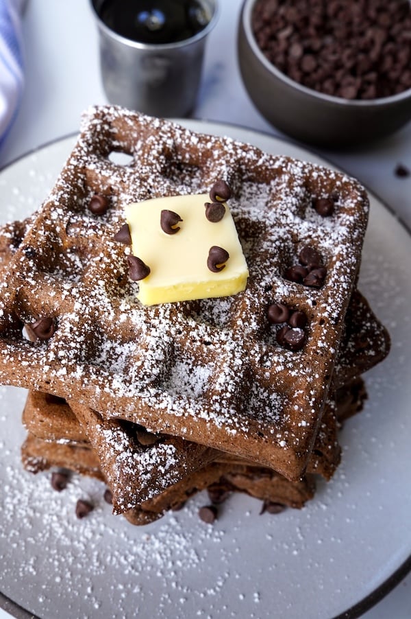 Sourdough Discard Waffles with Chocolate