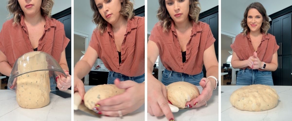 pre-shaping tomato basil bread