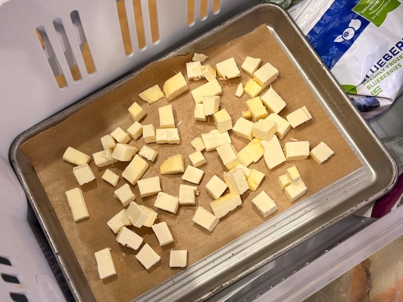 cubed butter in freezer