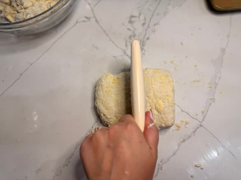 cutting dough in two