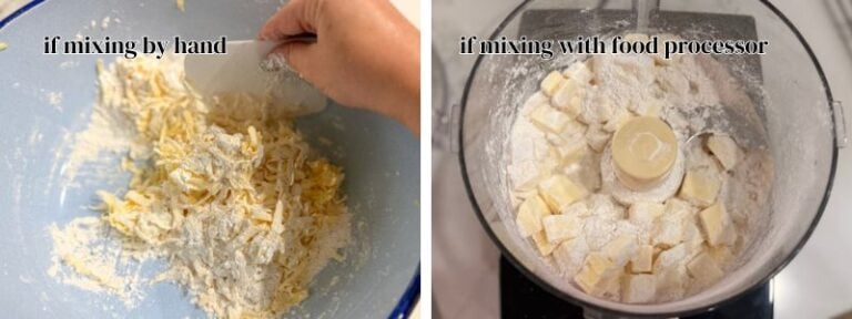 mixing butter with dry ingredients