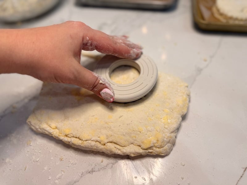 pushing biscuit cutter in