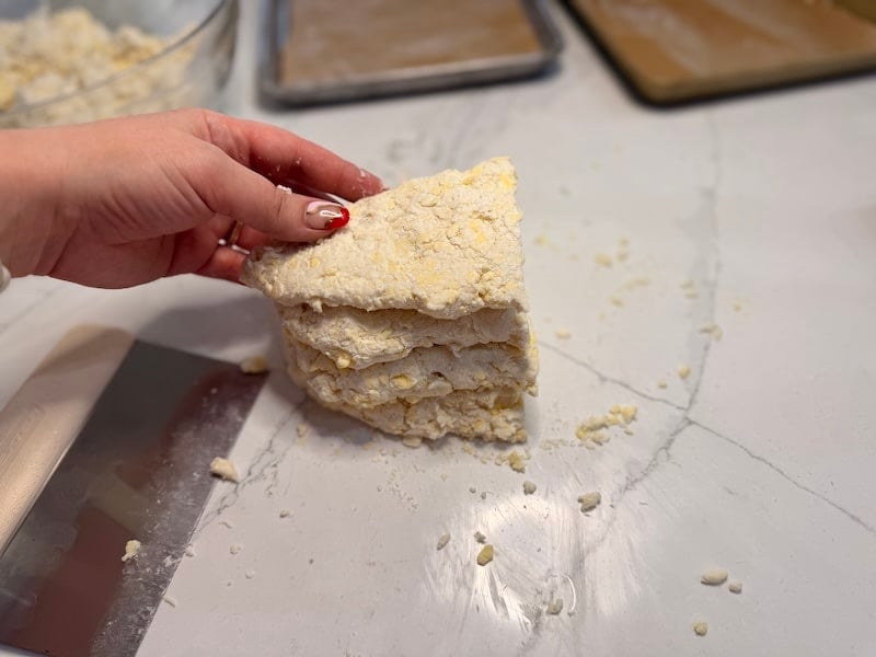 stacking biscuit layers