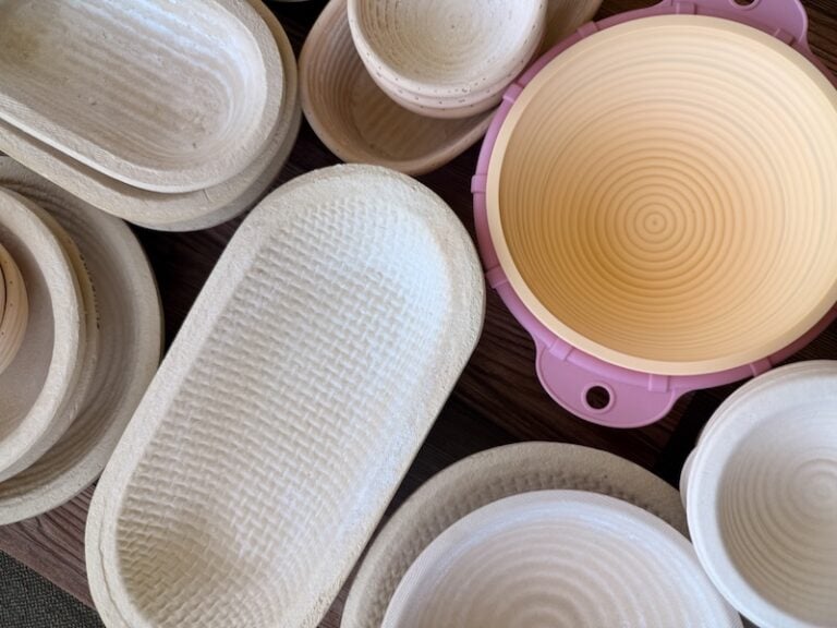 a collection of various bannetons with different materials