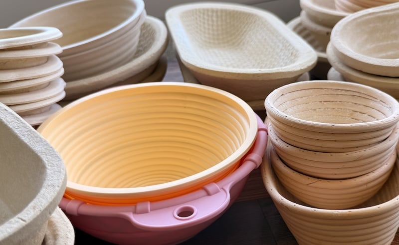 collection of round and oval bannetons with all types of materials