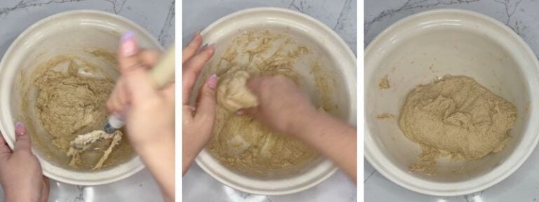 initial dough mix of the einkorn sourdough loaf