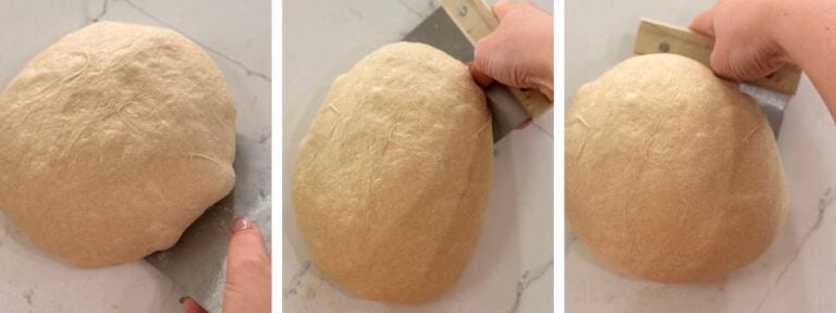 pre-shaping einkorn sourdough loaf