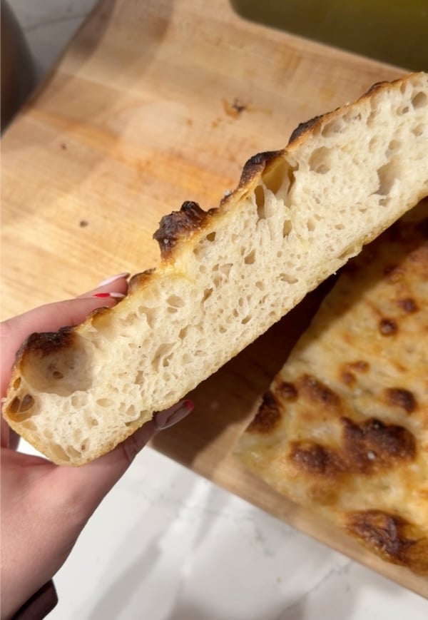 recipe test 2 same day focaccia result with a more dense crumb