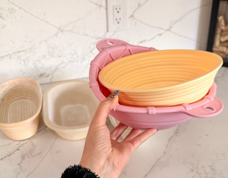 two silicone round bannetons