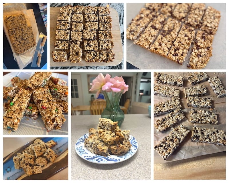 a second collage of recipe tester granola bar photos