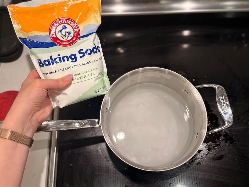 add baking soda to cold water before boiling