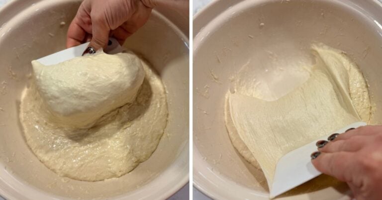 bowl scraper assisted stretch and folds