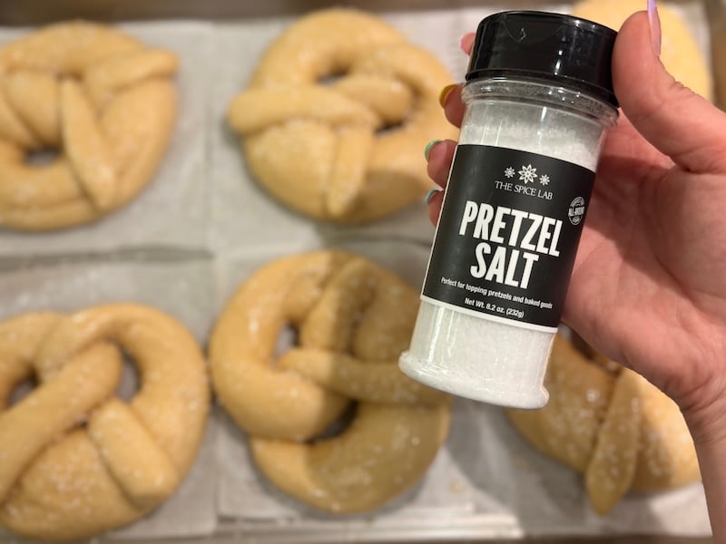 holding pretzel salt