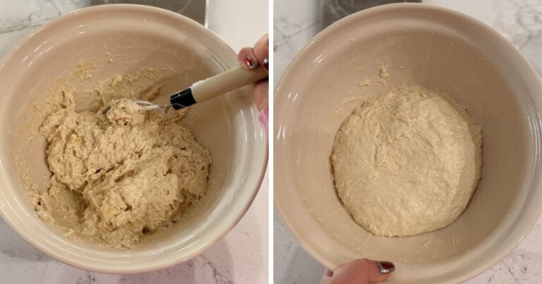 initial dough mix for garlic and cheese focaccia